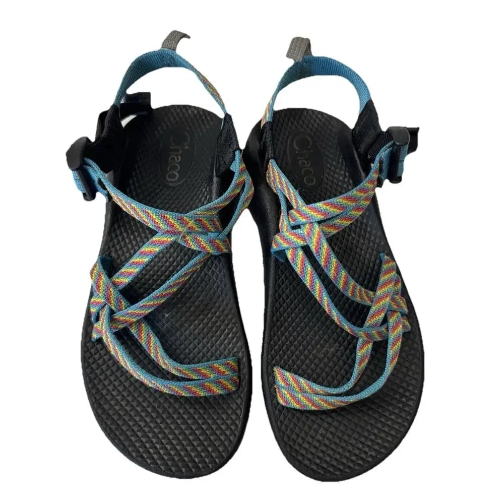Chaco ZX/2 Yampa Fiesta Rainbow Sandals Girls Size 4 Dual Strap Toe Loop Hiking